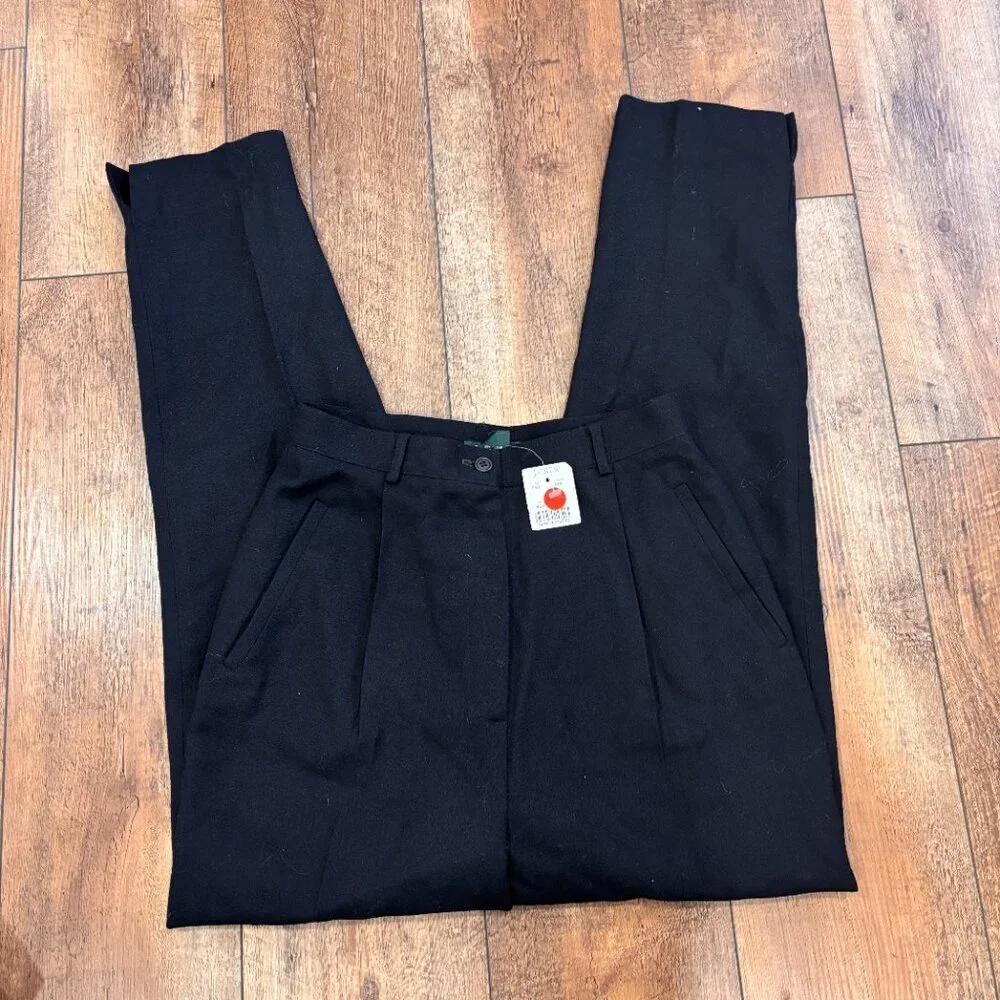 J.CREW VTG Tapered-Leg High Waist 100% Wool Black Pants Womens 8 NWT Made in USA - Picture 2 of 10